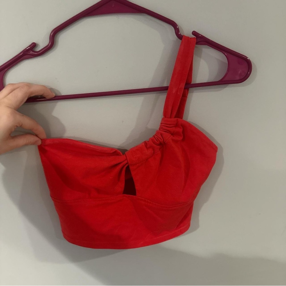 Red One-Shoulder Crop Top